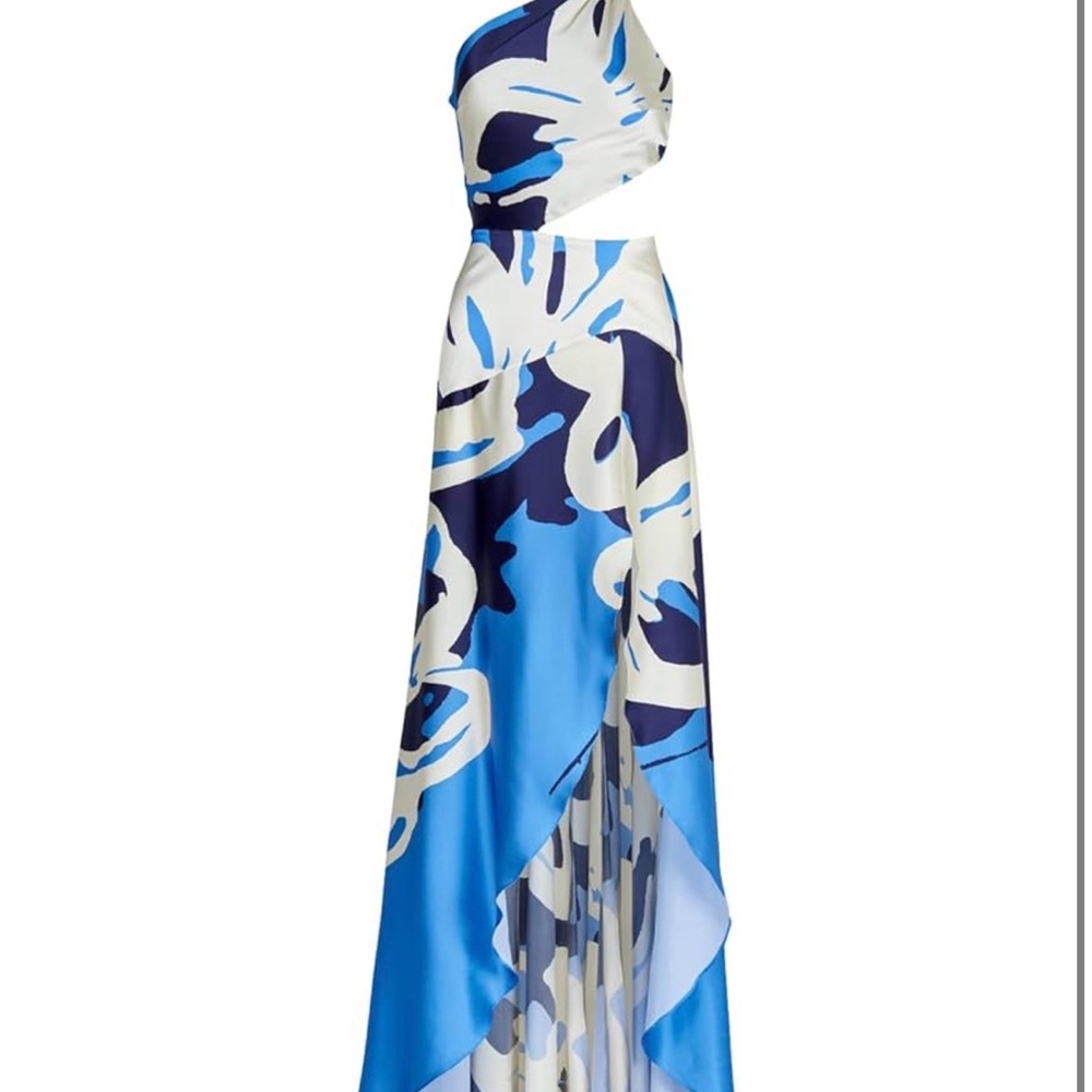 Silvia Tcherassi Blue and White One-Shoulder Dress - Picture 2 of 11